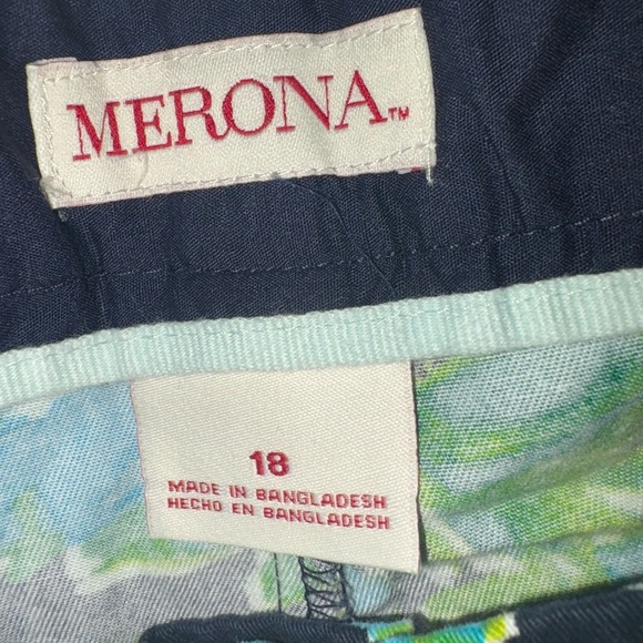 Merona Floral Women's Shorts - Blue and Green size 18 - Picture 4 of 5